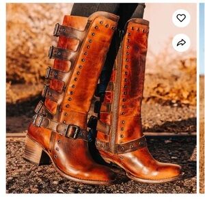 Freebird by Steven Cognac and Dark Brown Heeled Boots EUC with Box